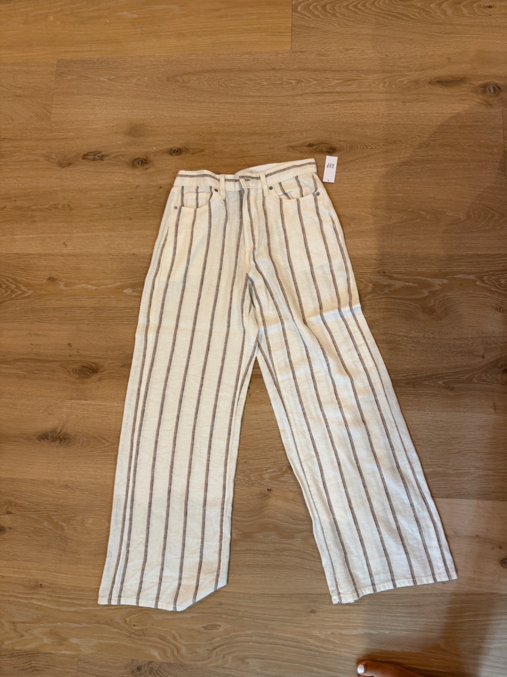 GAP Cream Pants with Brown Stripe